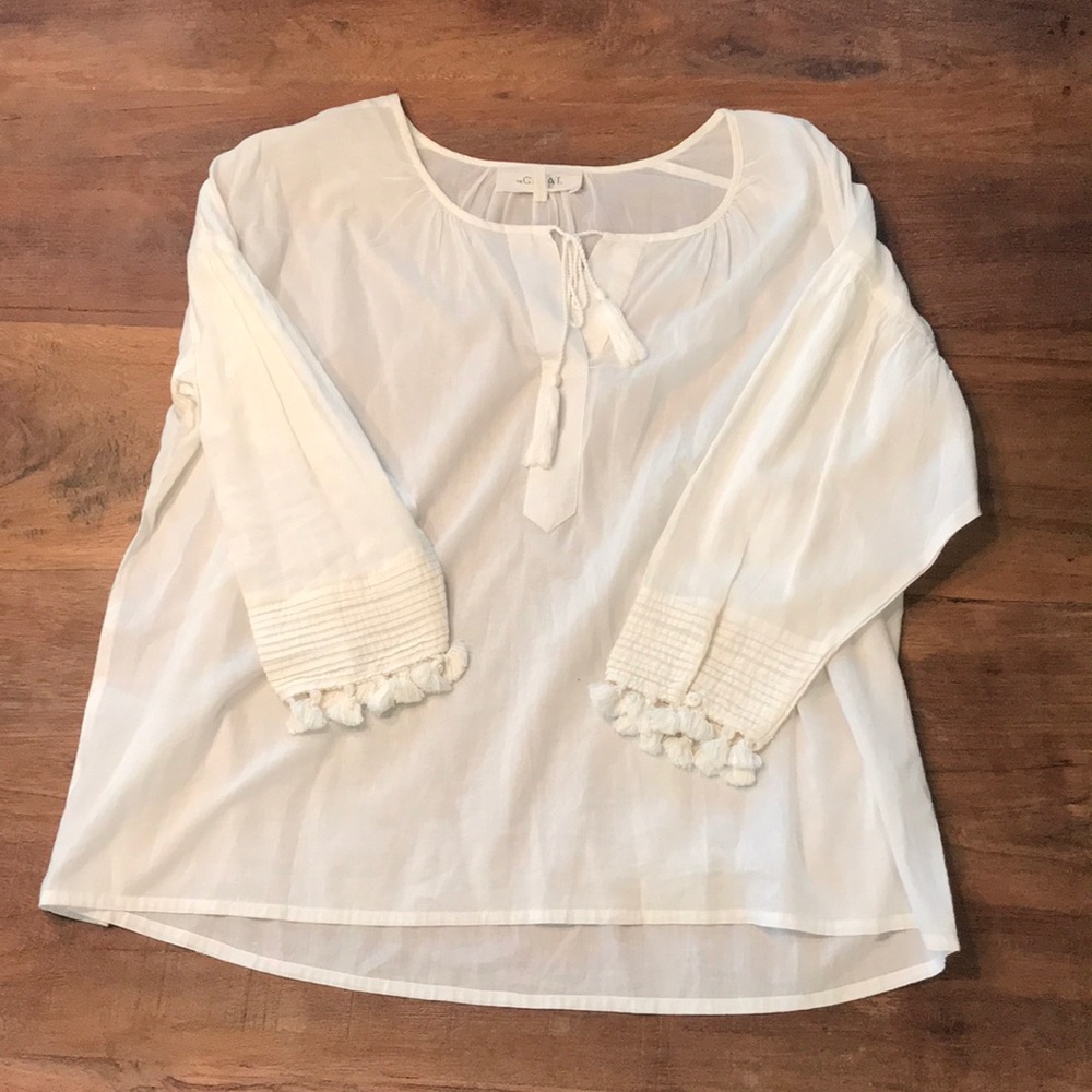 THE GREAT. White Tassle Shirt